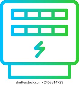 Electric meter green city icon with blue and green gradient outline style. energy, electric, electricity, power, meter, measure, electrical. Vector Illustration