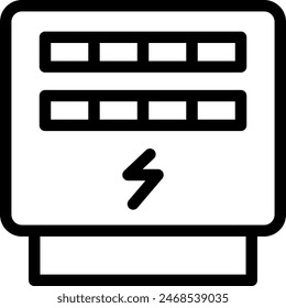 Electric meter green city icon with black outline style. energy, electric, electricity, power, meter, measure, electrical. Vector Illustration