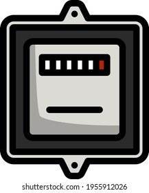 Electric Meter Icon. Editable Bold Outline With Color Fill Design. Vector Illustration.