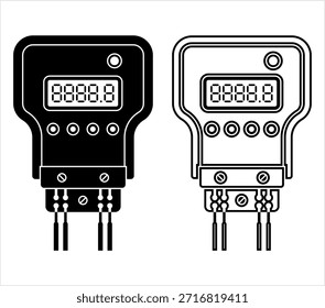 Electric Meter Icon, Electricity Meter Vector Art Illustration