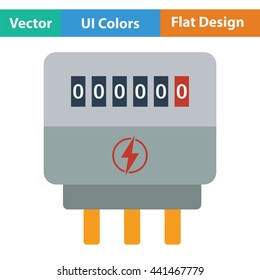 Electric Meter Icon. Flat Color Design. Vector Illustration.