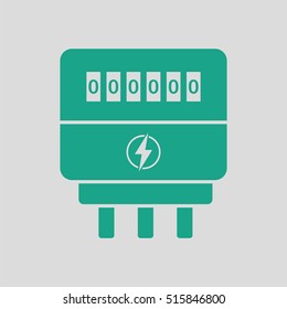 Electric Meter Icon. Gray Background With Green. Vector Illustration.