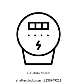 electric meter icon. Line Art Style Design Isolated On White Background