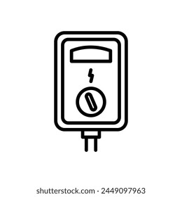 Icono de medidor eléctrico en estilo de línea, fondo aislado