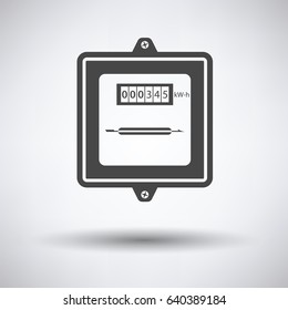 Electric meter icon on gray background, round shadow. Vector illustration.