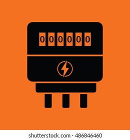 Electric Meter Icon. Orange Background With Black. Vector Illustration.