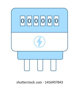 Electric Meter Icon. Thin Line With Blue Fill Design. Vector Illustration.