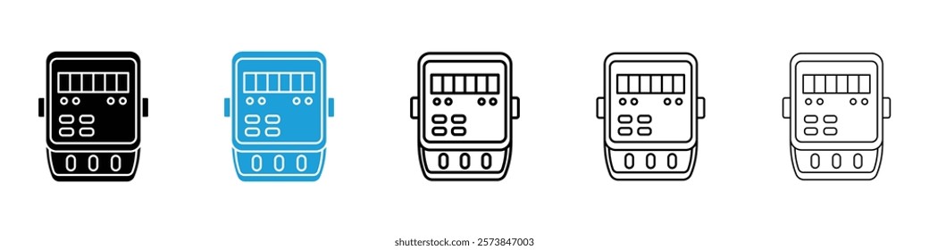 electric meter icons in filled and 3 stroke weights