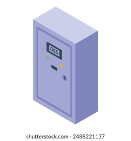 Electric meter isometric icon showing energy consumption and power supply