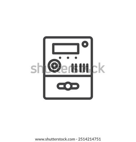 Electric meter line icon. linear style sign for mobile concept and web design. Measurement electricity device outline vector icon. Symbol, logo illustration. Vector graphics