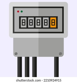 Medidor eléctrico de estilo moderno. Tecnología moderna. Ilustración vectorial. Imagen de archivo. 