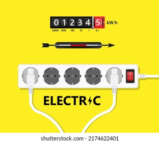 Electric Meter Power Meter illustration Electric extension cord