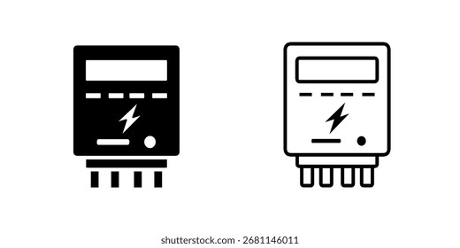 Symbol für einen elektrischen Zählersatz einzeln auf weißem Hintergrund.