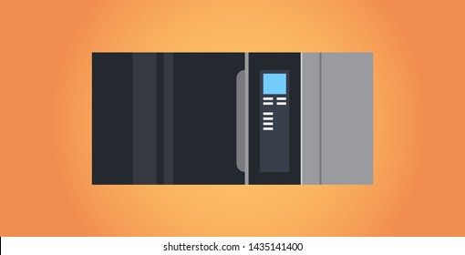 electric microwave oven icon kitchen equipment home appliances concept flat