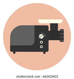 Electric mincing machine, flat monochrome kitchen meat grinder icon, monochrome automatic meat chopper