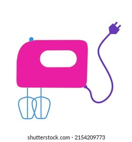 electric mixer for baking or cooking with transparent or white background. Graphics vector illustrations