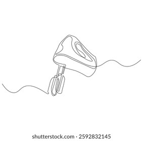 Electric mixer continuous line. Continuous one line drawing electric mixer. Kitchen electric concept. single line drawing