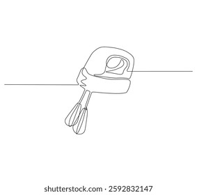 Electric mixer continuous line. Continuous one line drawing electric mixer. Kitchen electric concept. single line drawing