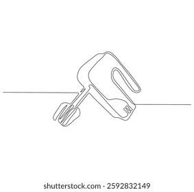 Electric mixer continuous line. Continuous one line drawing electric mixer. Kitchen electric concept. single line drawing