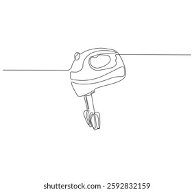 Electric mixer continuous line. Continuous one line drawing electric mixer. Kitchen electric concept. single line drawing