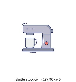 Icono plano del mezclador eléctrico aislado en fondo blanco