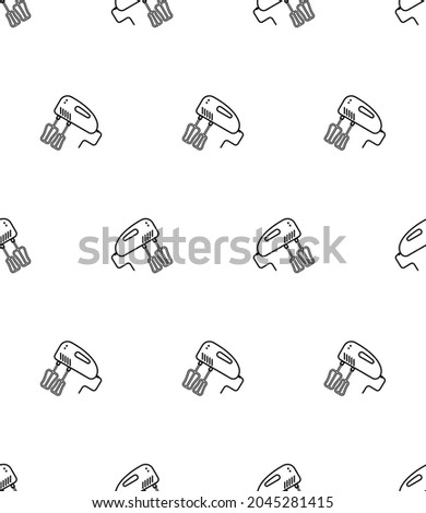 Electric Mixer Icon Seamless Pattern, Hand Blender, Beater Icon Vector Art Illustration