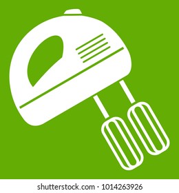 Electric mixer icon white isolated on green background. Vector illustration