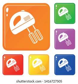Electric mixer icons set collection vector 6 color isolated on white background