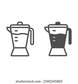 Electric mixer line and solid icon, cooking concept. Vector graphics. Kettle sign on white background, outline style icon for mobile or web design