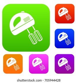 Electric mixer set icon in different colors isolated vector illustration. Premium collection