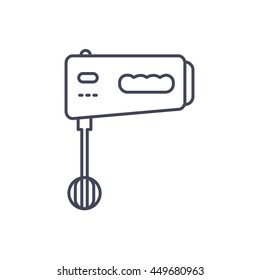 Electric mixer thin outline icon, Fruit mix  sign