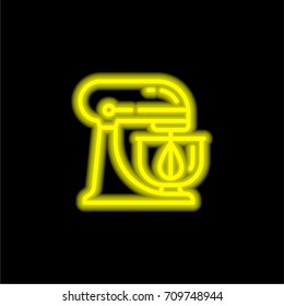 Electric Mixer yellow glowing neon ui ux icon. Glowing sign logo vector