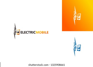 Electric Mobile Logo Template Design Vector, Emblem, Design Concept, Creative Symbol, Icon
