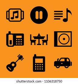 electric, mobile phone, rustic, single, computer and wood icon vector set. Flat vector design with filled icons. Designed for web and software interfaces