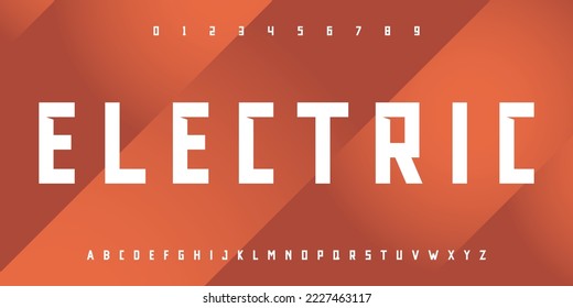 Electric Modern abstract digital tech font. Logo creative font, type, technology, movie, digital, music, movie. Font and illustration in vector format.