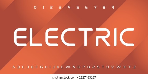Electric Modern abstract digital tech font. Logo creative font, type, technology, movie, digital, music, movie. Font and illustration in vector format.