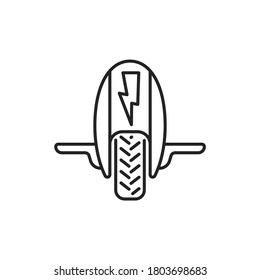 Electric monowheel black line icon. City transport rental. Pictogram for web, mobile app, promo. UI UX design element. Editable stroke