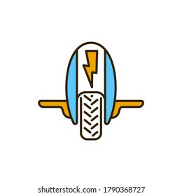 Electric monowheel color line icon. City transport rental. Pictogram for web, mobile app, promo. UI UX design element. Editable stroke.