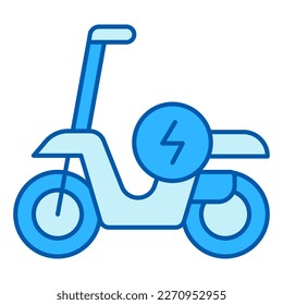 Electric moped and energy sign - icon, illustration on white background, color style