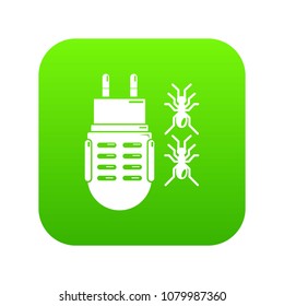 Electric mosquito icon green vector isolated on white background