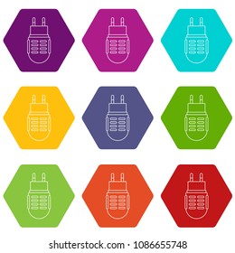 Electric mosquito icons 9 set coloful isolated on white for web