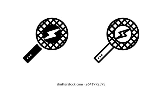 Electric mosquito racket icon set for insect control