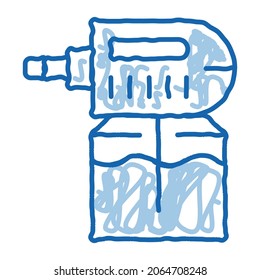 Vector de icono de sketch de mosquitos eléctricos. Dibujo manual de la línea de doodles azul seña de mosquito eléctrico. ilustración de símbolo aislado