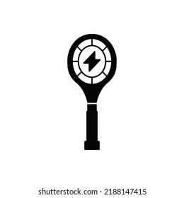 Electric Mosquito swatter icon in black flat glyph, filled style isolated on white background