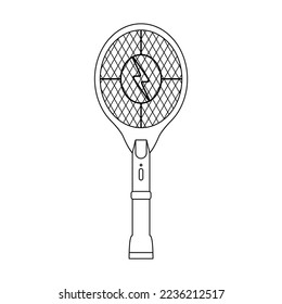 Electric mosquito swatter outline icon, vector illustration in trendy style, isolated on white background. Editable graphic resources for many purposes. Mosquito electric racket icon.