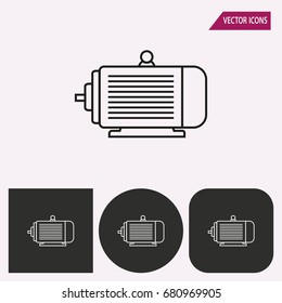Electric motor - black and white vector icons for graphic and web design.