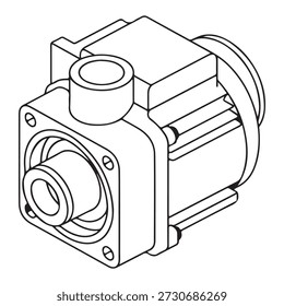 Desenho técnico da linha de componentes de motor elétrico