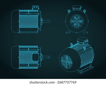 Elektromotorische Zeichnungen stilisierte Vektorgrafik