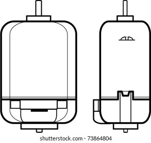 electric motor front and side view line art