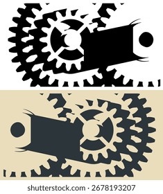 Ilustrações de vetor estilizado de close-up de redução de engrenagens de motor elétrico